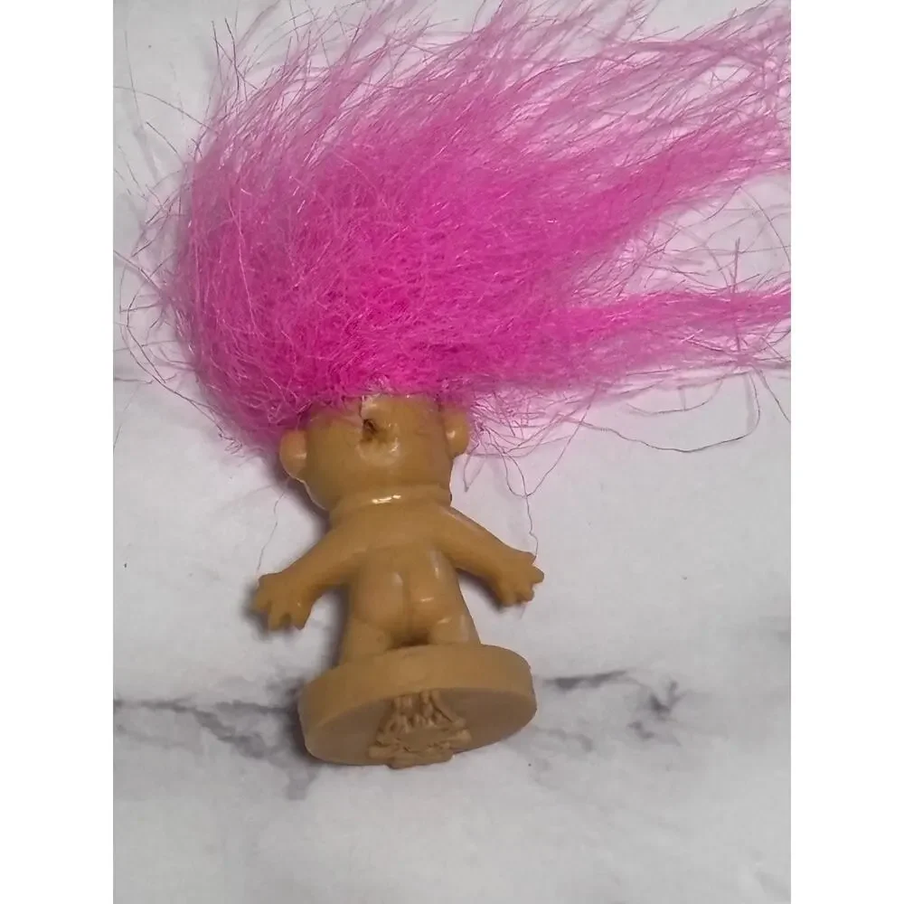 Vintage Troll Staml Mini Figure Pink Hairs 1”